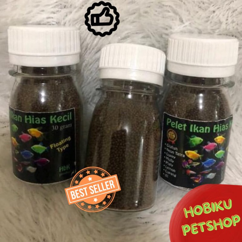 (HBK PRODUCT) Pelet Ikan Hias Kecil Glofish/Glowfish Makanan Ikan Guppy Platis Molly Neon Cupang 30GR