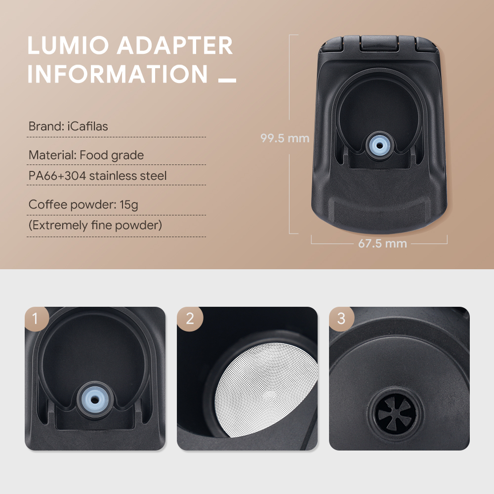 iCafilas Adapter Kapsul Kopi Reusable untuk Mesin Dolce Gusto Lumio - PA66 - Black