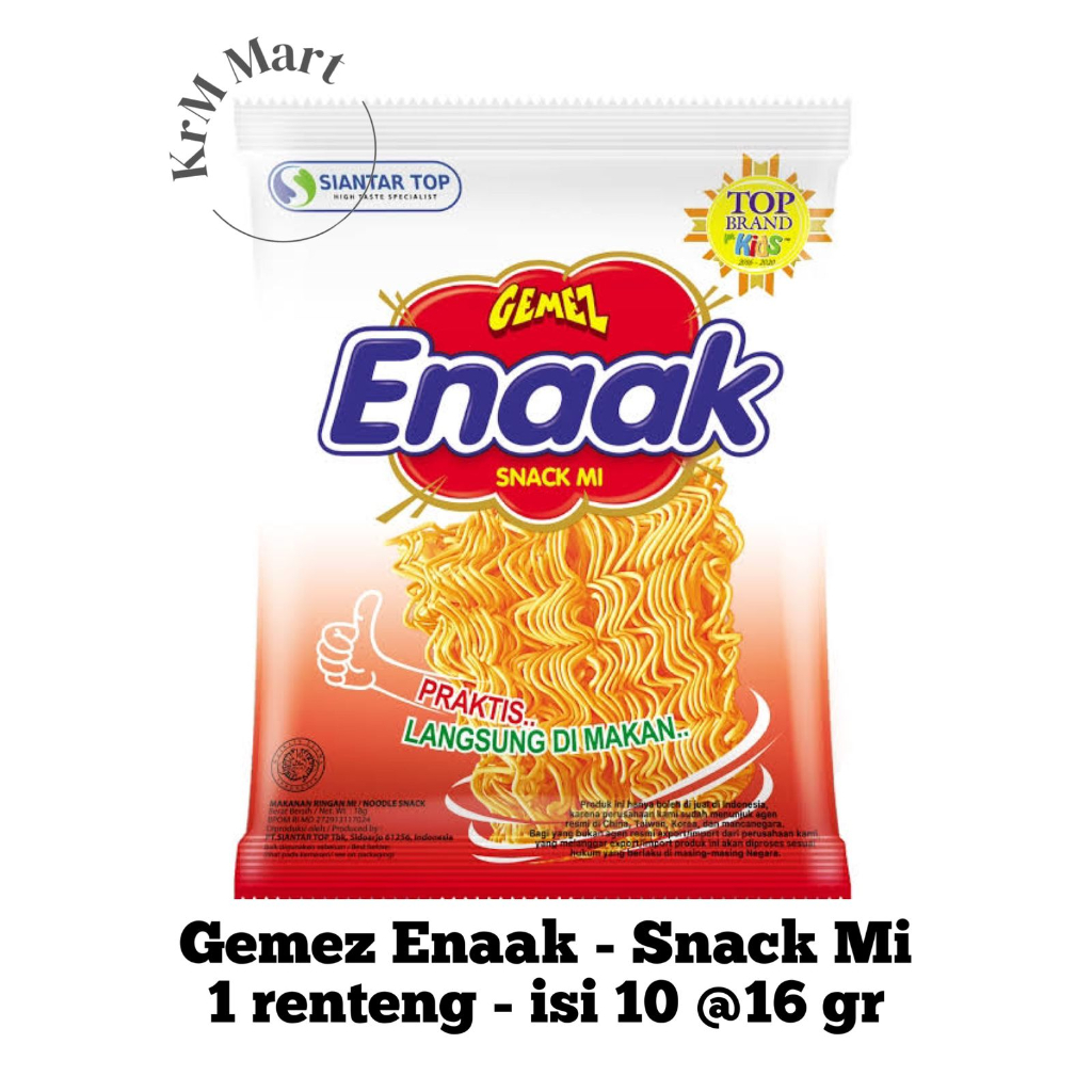 

Mie Gemez Enaak Snack Mi 1 renteng isi 10 pcs gemes enak