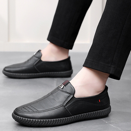 Highland Sepatu Slip On Pria Casual Hitam Sepatu Formal Kulit Sepatu Pantofel Pria Kerja Kantoran Sepatu Slop Cowok Modern MC446