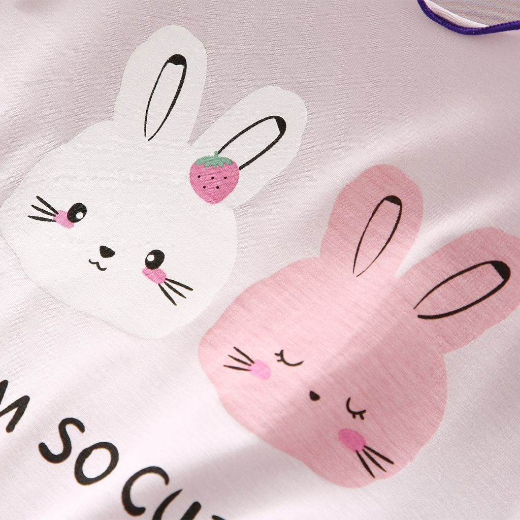 babyfit 3-12thn SUPER BUNNY LILAC baju piyama setelan pendek santay baju rumah anak perempuan import nyl-0625