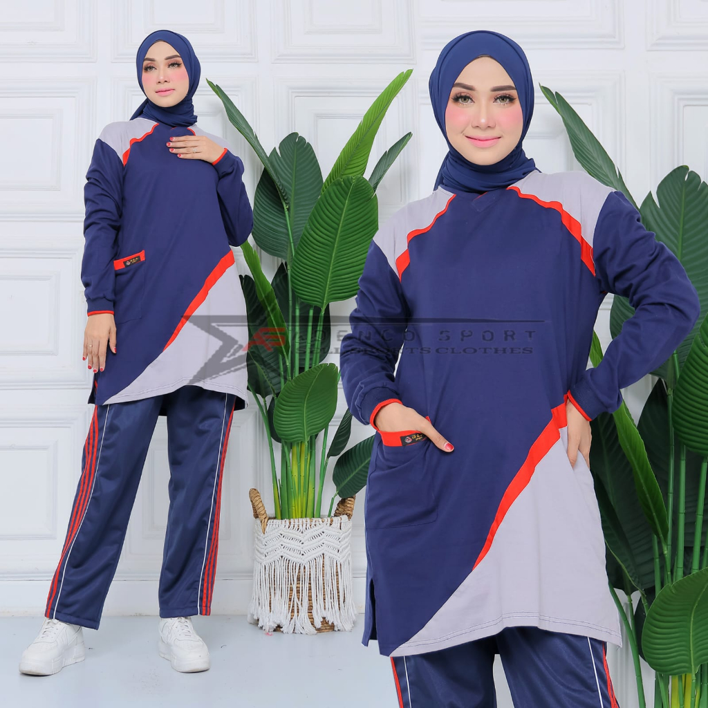 Ay00 Setelan Baju Olahraga Senam Tunik Muslimah / Stelan Kaos Trening Olahraga Wanita Muslimah