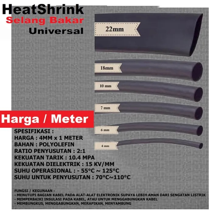 Isolasi Selang pelindung kabel meteran / Heat Shrink Tube / Selongsong Bakar / heatsring