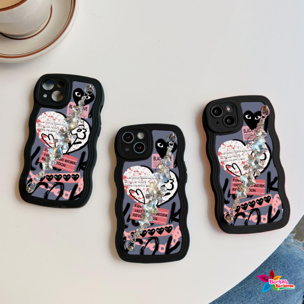 GC34 GC43 CASE CASING SOFTCASE SILIKON WAVY CARACTER RANTAI DIAMOND GRIP FOR OPPO A55 A57 2022 A77S A58 A78 A71 A74 A95 4G BB8585