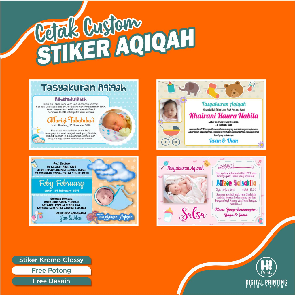 

Cetak Stiker Aqiqah Tasyakuran Anak Free Design