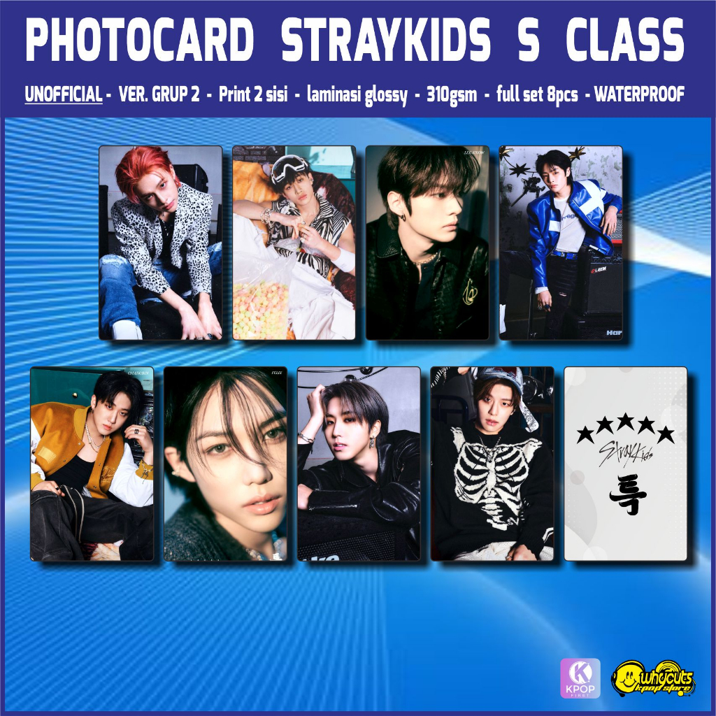 Unofficial Photocard Premium STRAYKIDS S CLASS / print 2 sisi / laminasi glossy / anti air / isi full set sesuai gambar