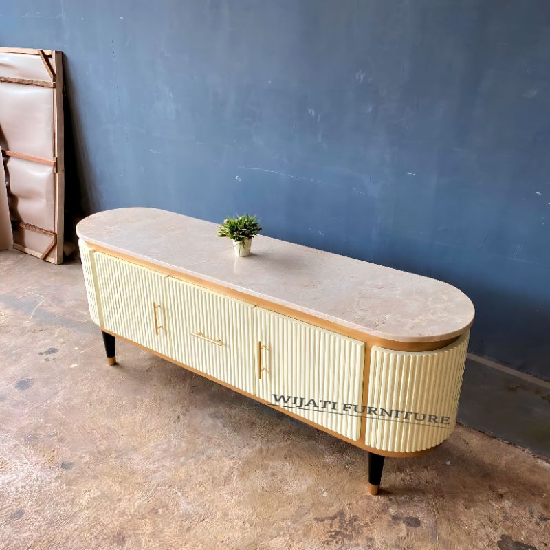 Meja TV Marmer Modern Bufet Tv Marmer