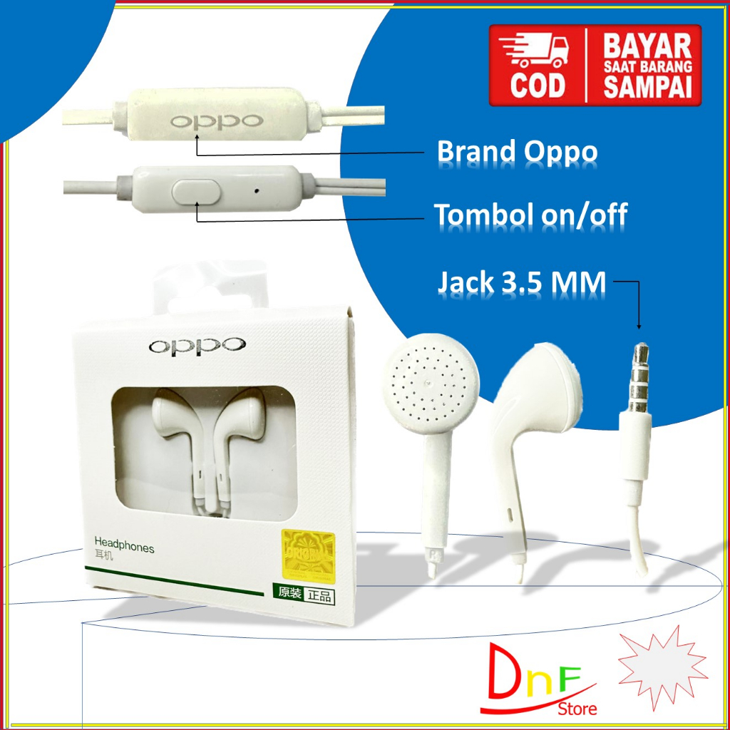 Headset Oppo A12, A15, A3S, A5S, A1K, A7, A31, A71, F3, F5, F7, A3, A16, A5 2020, A53, A7, A9 2020, A16s, A36, A57, A54 4G1 Full Bass Stereo R9 MH-133 Jernih