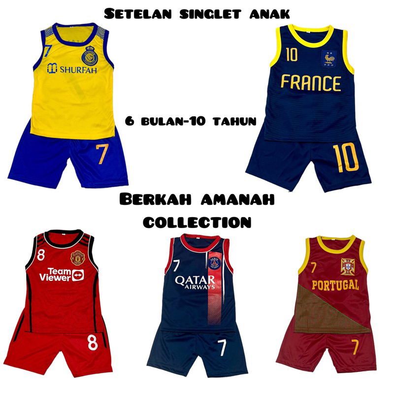 setelan singlet anak/ kaos singlet anak/ baju singlet anak motif bola/ setelan baju bola anak tanpa lengan