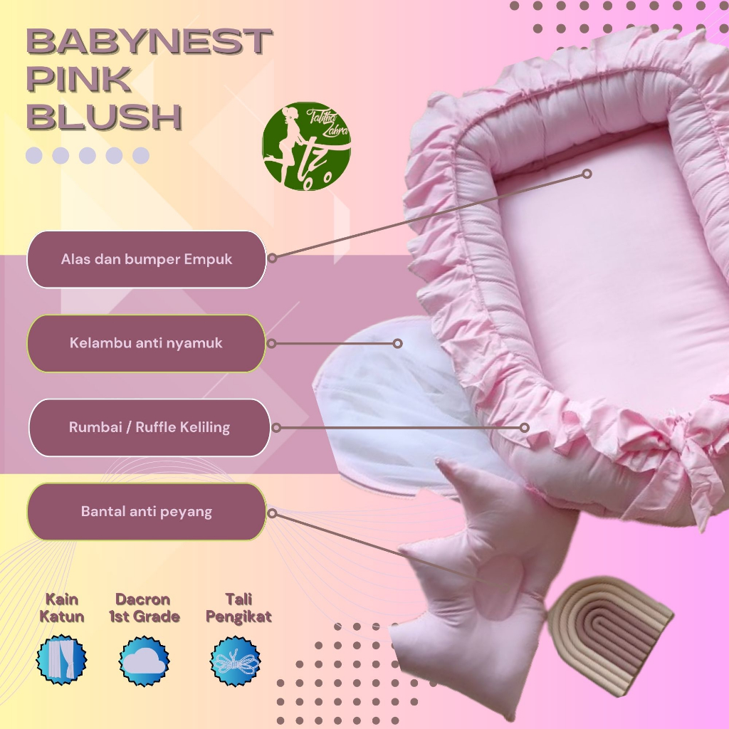 Paket hemat babynest ruffle dan kelambu bantal anti peyang kasur bayi rumbai kado lahiran murah terbaik