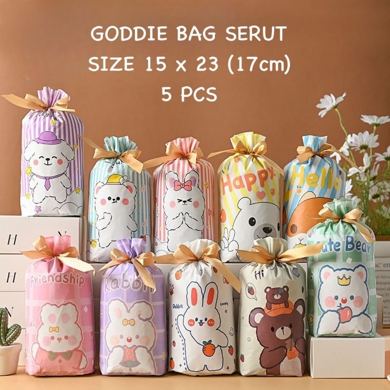 

DY 5PCS Goddie Bag Serut Lucu Kawaii Kantong Souvenir Snack Hadiah lucu GS01