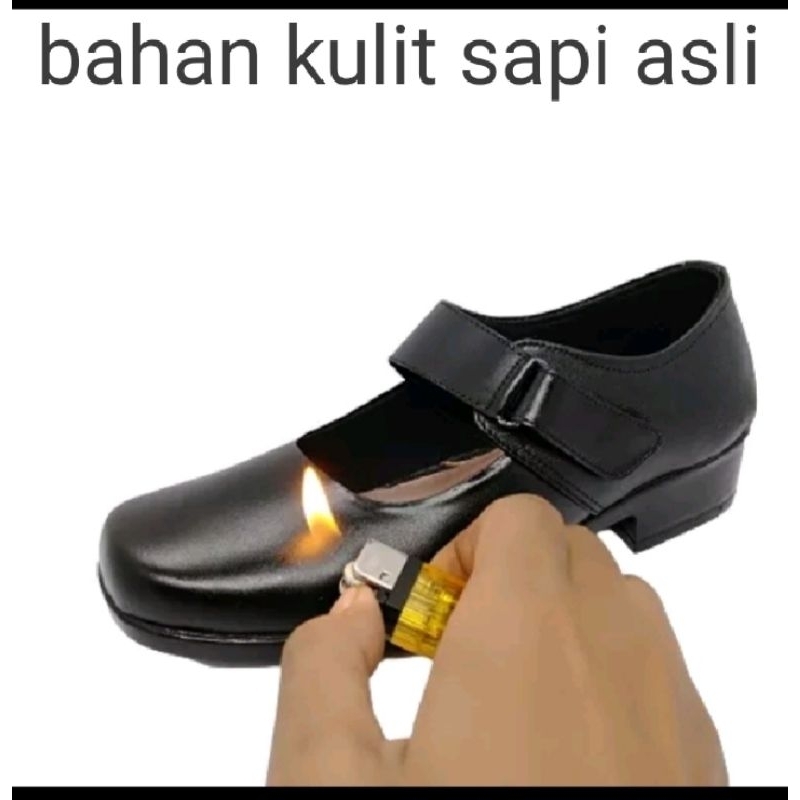 Sepatu pantofel wanita kulit asli pantopel cewek fantofel paskibra warna hitam size 37 38 39 40 41