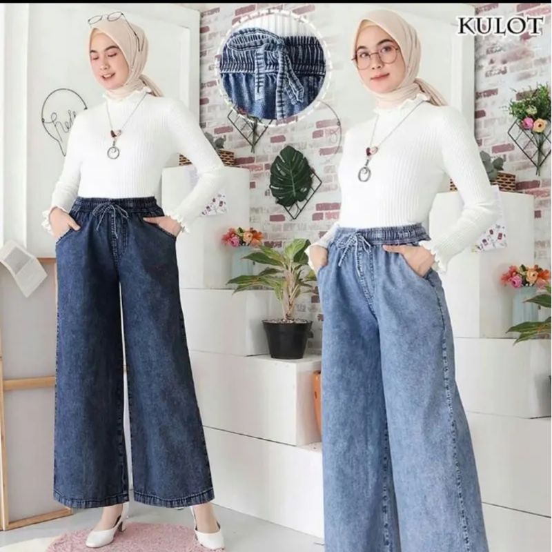 Celana kulot jeans wanita | Celana kulot jeans Jumbo