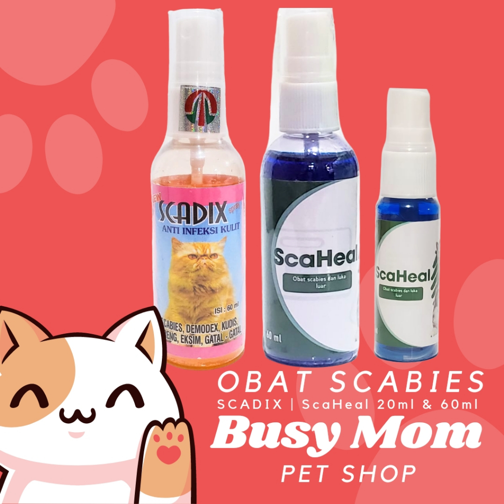 Scadix Spray 60ml | Scaheal 60 ml | Scaheal 20 ml Obat Kulit Infeksi Gatal Anti Scabies Kudix Luka Semprot Kucing Cat Kitten 60 ml