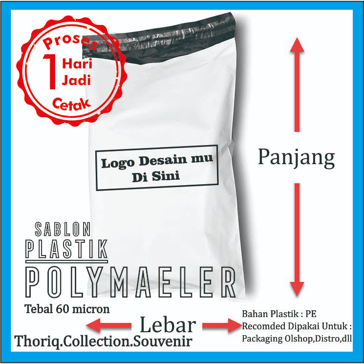 

CUSTOM PLASTIK SABLON POLYMAILER 35 x 45 PACKING OLSHOP TEBAL
