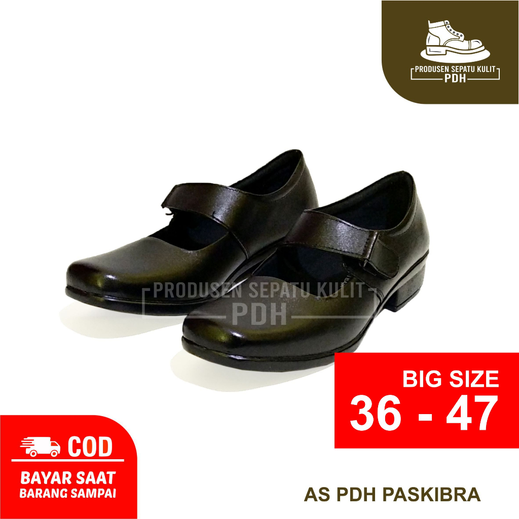 UKURAN JUMBO 36 - 43 44 45 46 47 SEPATU PANTOFEL WANITA SEKOLAH PASKIBRA CEWEK FORMAL  BAHAN KULIT BIG SIZE