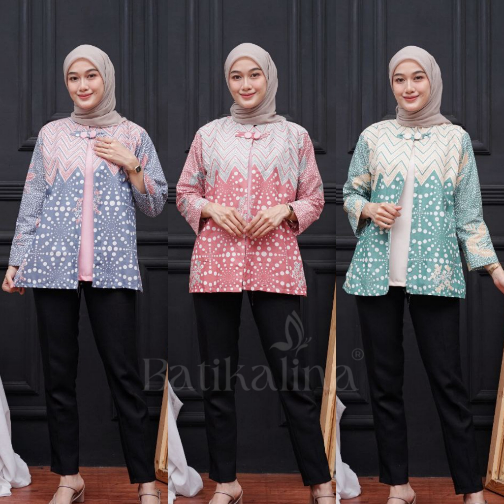 Baju Batik Wanita Modern Atasan Blouse Batik Kerja Kantor Wanita