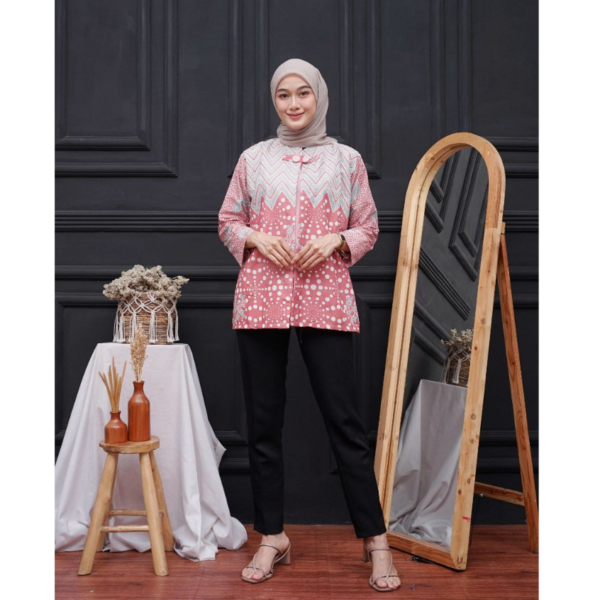 Baju Batik Wanita Modern Atasan Blouse Batik Kerja Kantor Wanita