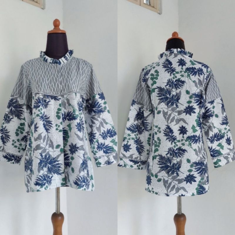 Baju Batik Wanita Modern Atasan Blouse Batik Kerja Kantor Wanita