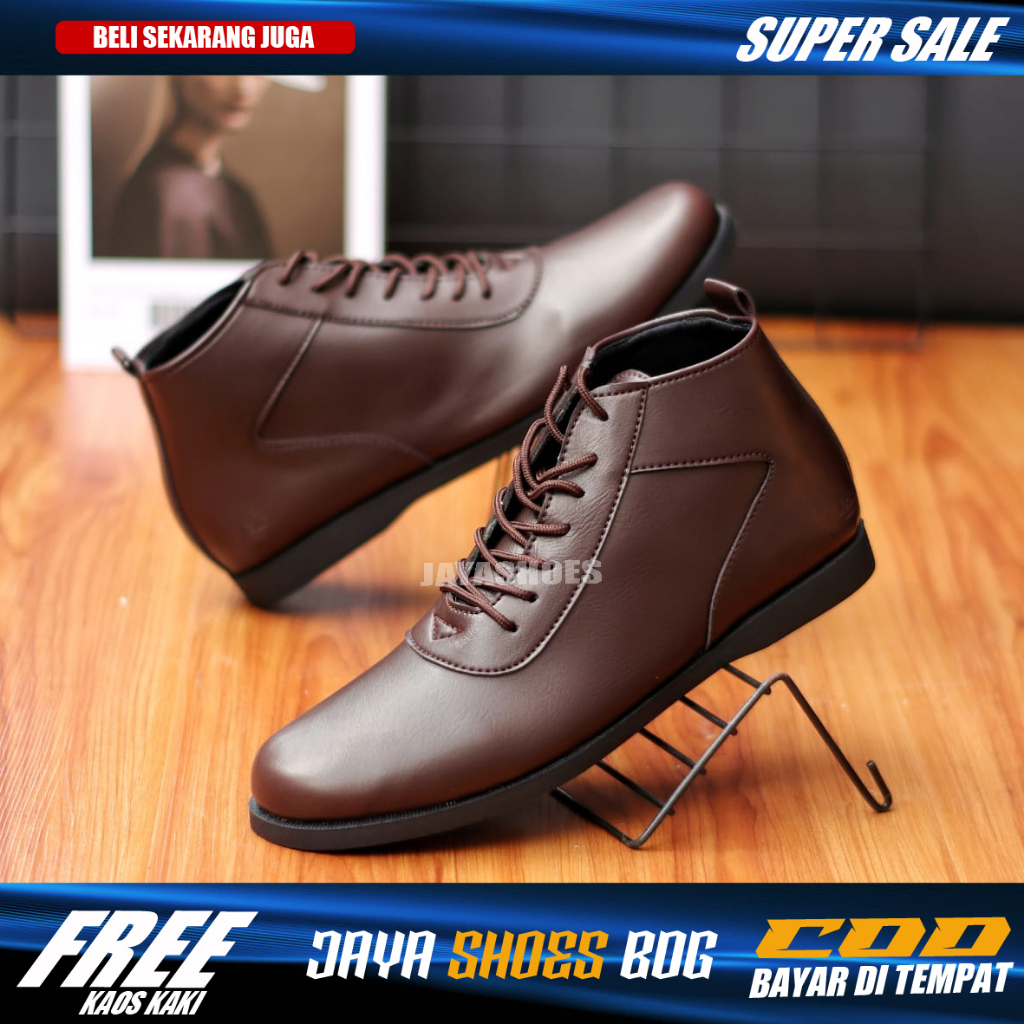 XERXES Sepatu Boots Pria Casual Original Pantofel Hitam Kerja Kantoran Simple