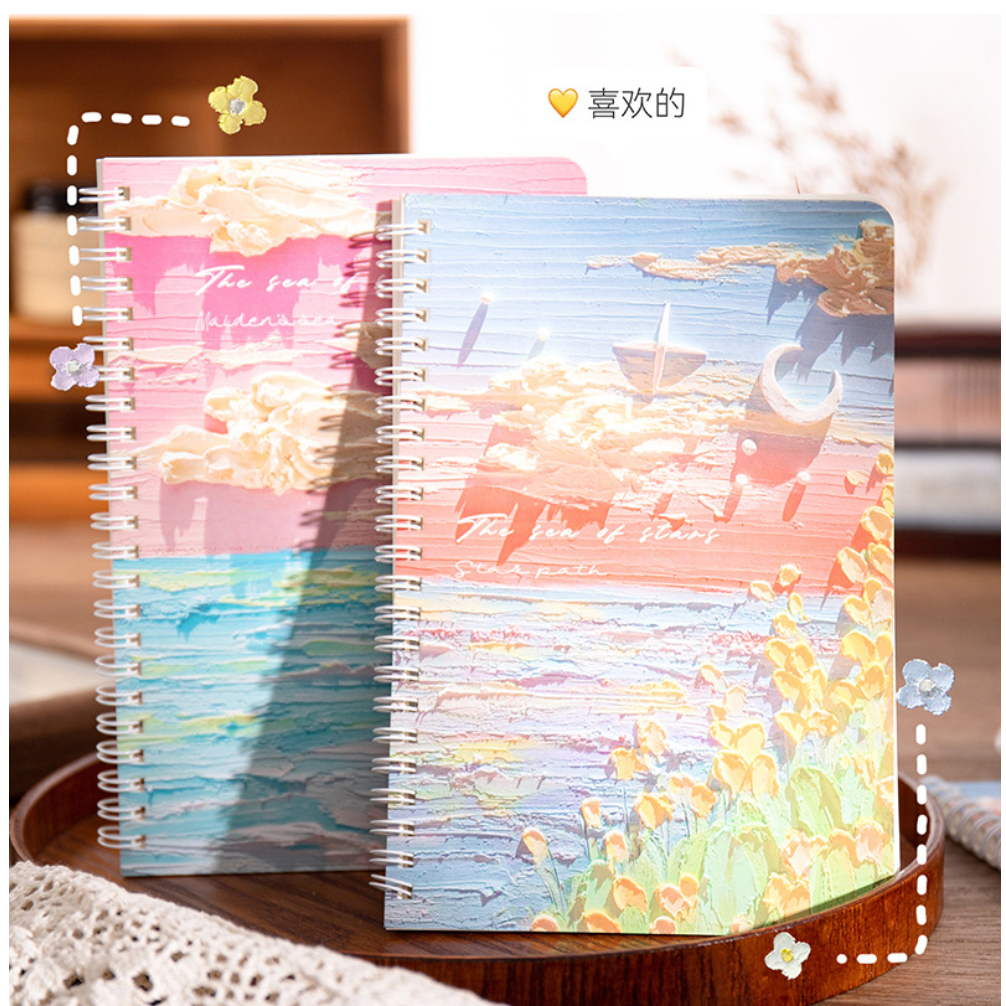 【GOGOMART】Buku Tulis Catatan Notebook Ring A5 / Notebook Journal / Buku Tulis A5 Spiral Notebook Aesthetic / Spiral Buku Agenda - Pemandangan 3D