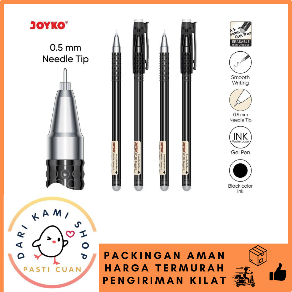 

JOYKO ERASABLE GEL PEN GP-354 SHOKYO WARNA HITAM PENA BISA DI HAPUS / 1BOX = 12PCS