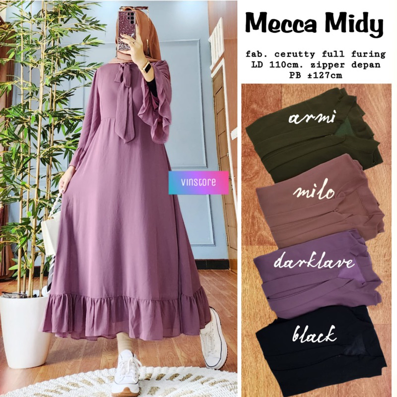 MECCA MIDY // MIDI DRESS WANITA // ORI BY VINSTORE
