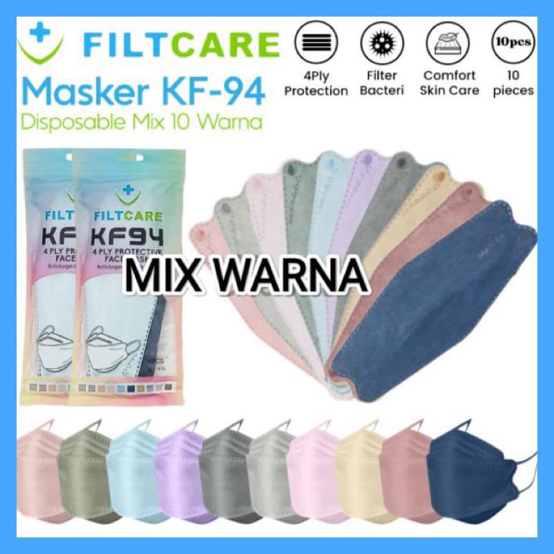 MASKER KF94 MIX WARNA ISI 50 PCS 4PLY EMBOS KUALITAS TERBAIK