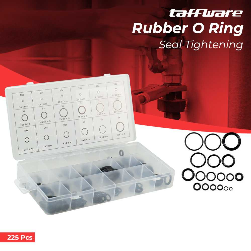 Taffware Karet Rubber O Ring Universal Seal Tightening 200 225 250 270 pcs Set Kotak Segel O-Ring Reparasi AC Mobil Spare Part Penutup Karet Cincin Penyegel Karet Cincin O Set Oring Seal Box