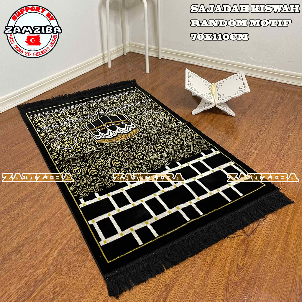 Sajadah Turki Exclusive Hitam Terbaru Motif Floral Bahan Tebal Dan Halus Super Premium Sejadah Dewasa Perlengkapan Sholat Zamziba