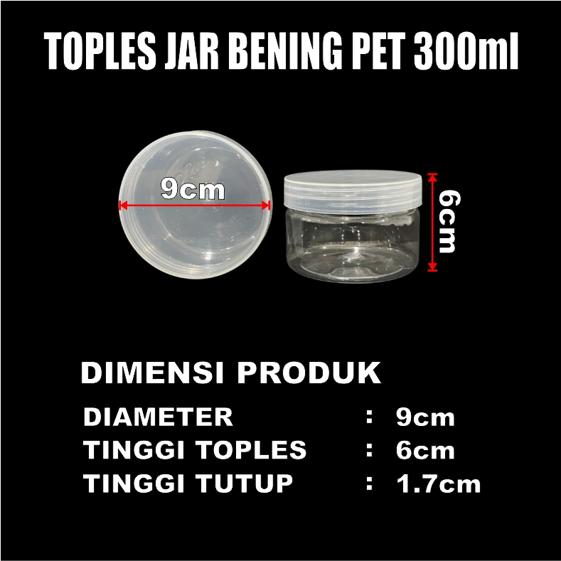 Toples Plastik Jar Silinder Bening Pet 300ml Per Pcs Tempat Kue Kering