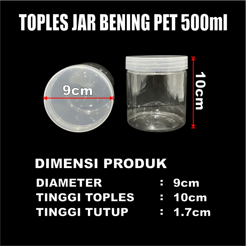 Toples 300ml 400ml 500ml 750ml 1000ml 1300ml Per Ball Plastik Jar Silinder Bening Tebal Pet Gjk