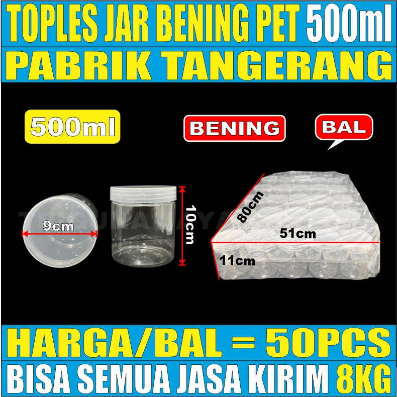 Toples 300ml 400ml 500ml 750ml 1000ml 1300ml Per Ball Plastik Jar Silinder Bening Tebal Pet jskrm