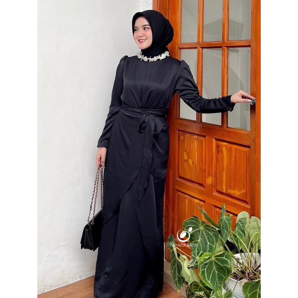 Maxi Dress Inara - Dress Kondangan Kekinian - Gamis Pesta Modern - Dress Brokat Tulle Mutiara - Satu Gamis Tiga Model