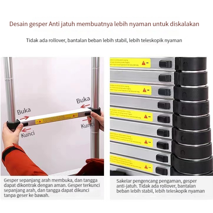 Furnibest  Tangga Lipat Aluminium Tangga Teleskopik Multifungsi