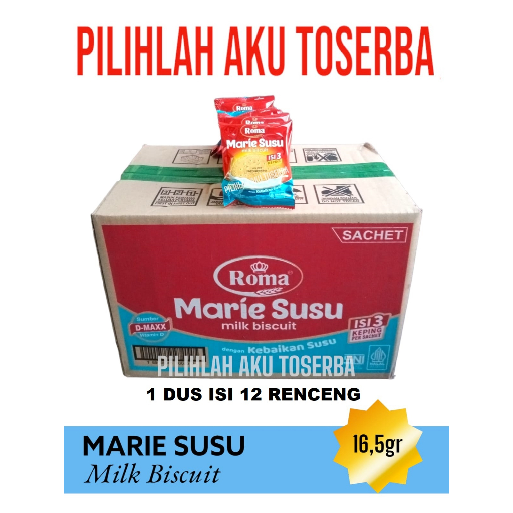 Biskuit Roma Marie Susu Biscuit Renceng 16,5 gr - ( HARGA 1 DUS isi 12 renceng )