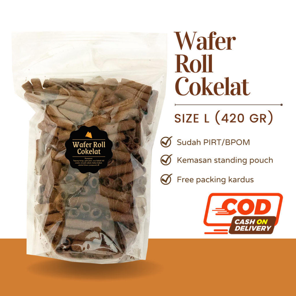 [DELISH SNACKS] Wafer Roll (L) 420gr Cokelat / Stroberi / Vanilla / Blueberry / Pandan / Susu / Snack Cemilan Manis