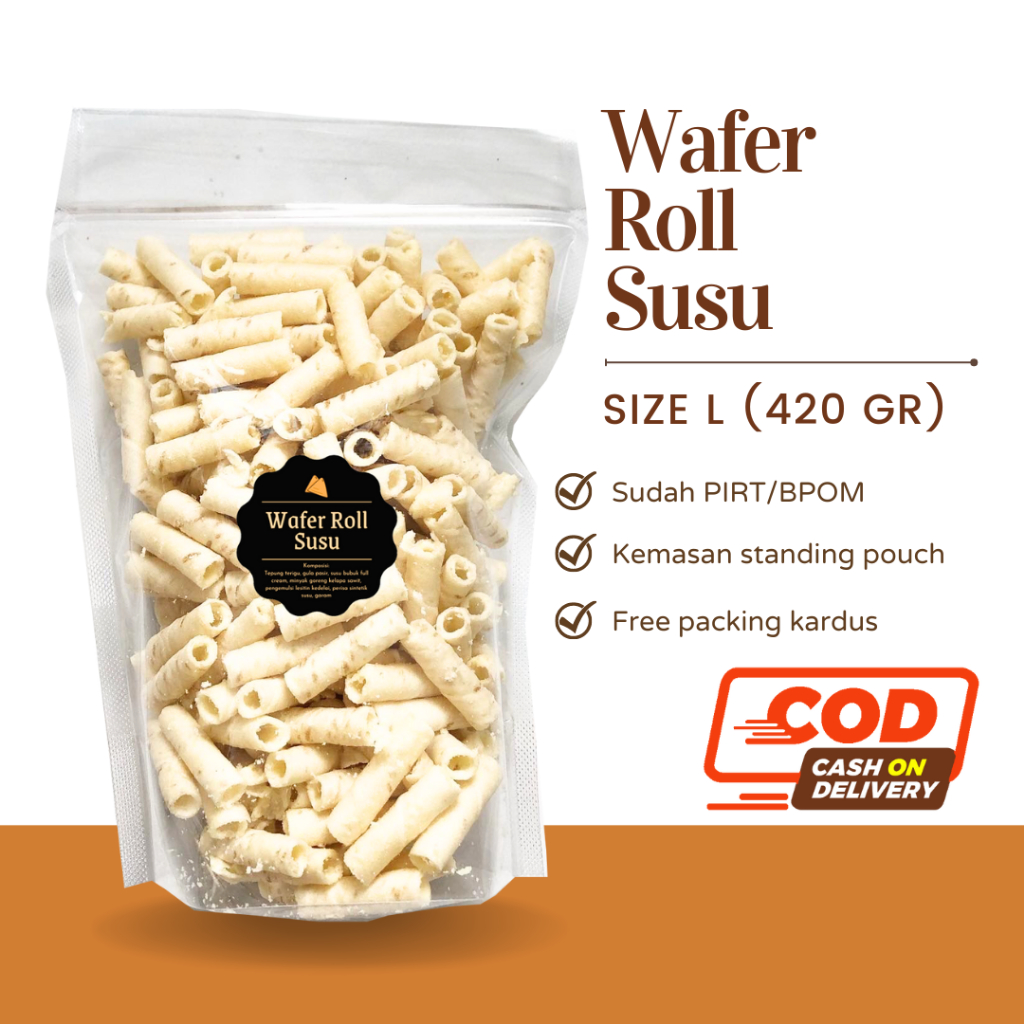 [DELISH SNACKS] Wafer Roll (L) 420gr Cokelat / Stroberi / Vanilla / Blueberry / Pandan / Susu / Snack Cemilan Manis