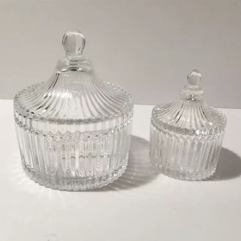 Crystal Glass Candle Candy Sugar Jar / Wadah Toples Kaca Kristal Lilin Permen Hampers Souvenir