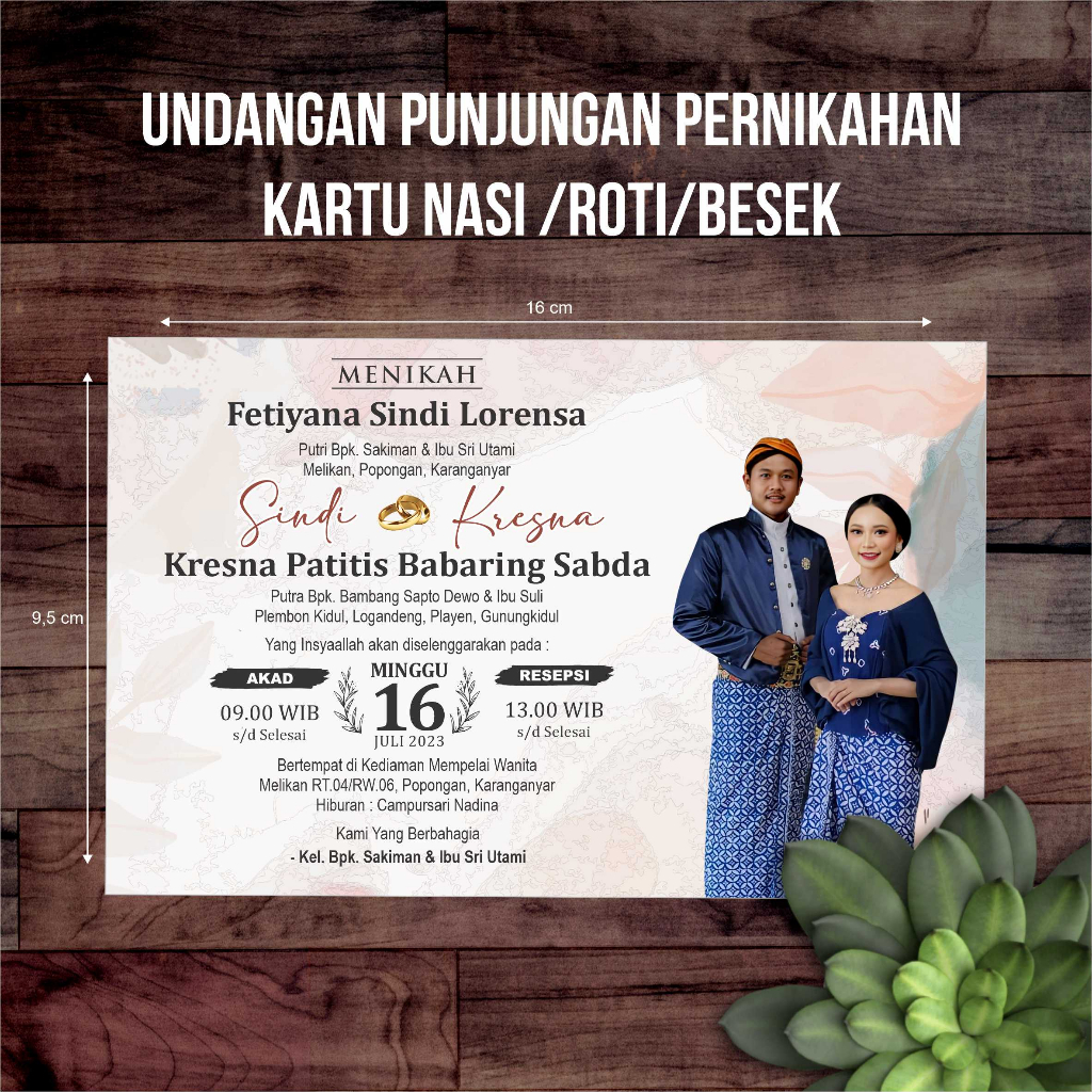 UNDANGAN PUNJUNGAN PERNIKAHAN  KARTU NASI BESEK  UNIK ELEGAN SIMPLE MURAH PAKAI FOTO