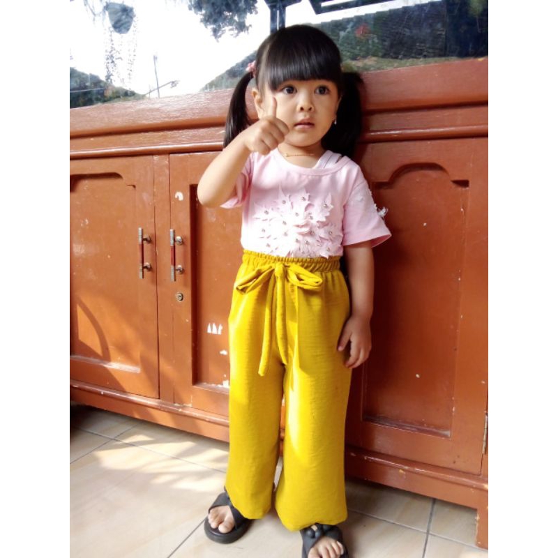 Celana KULOT Anak Tali Polos Bahan Crinkle Airflow Premium Lembut Bawahan Anak Perempuan Kulot