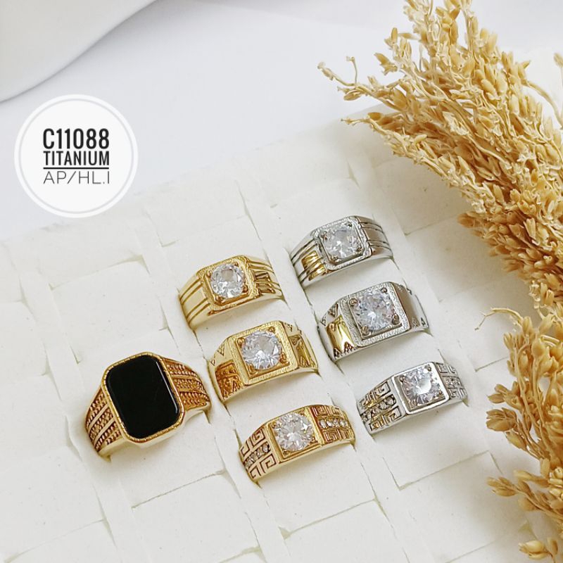 Cincin titanium pria mewah C11088