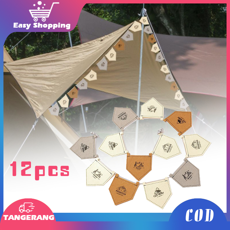 12pcs Bendera Camping Flag Pentagonal Flag Camping Outdoor Camping Tent Flags Dekorasi Tenda