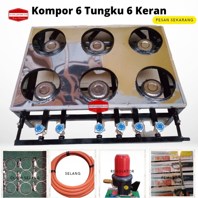 kompor serabi 6 tungku 6 keran komplit hemat gas