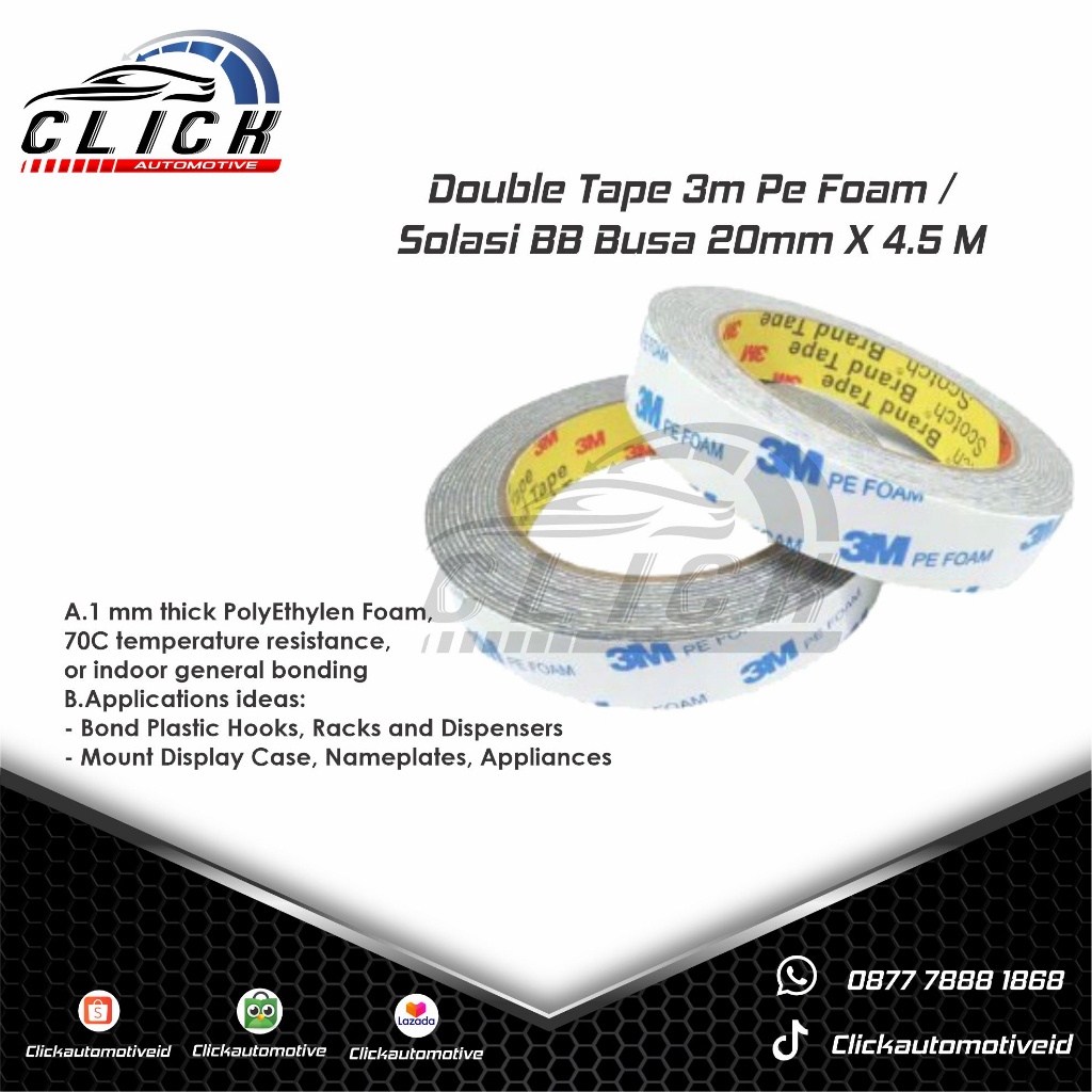 Double Tape 3m Pe Foam / Solasi BB Busa 20mm X 4.5 M
