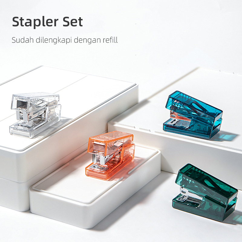 Nusign Stapler / Stapler Transparan Mini Kapasitas 12 lembar 4 Warna Free Refill NS083F-X