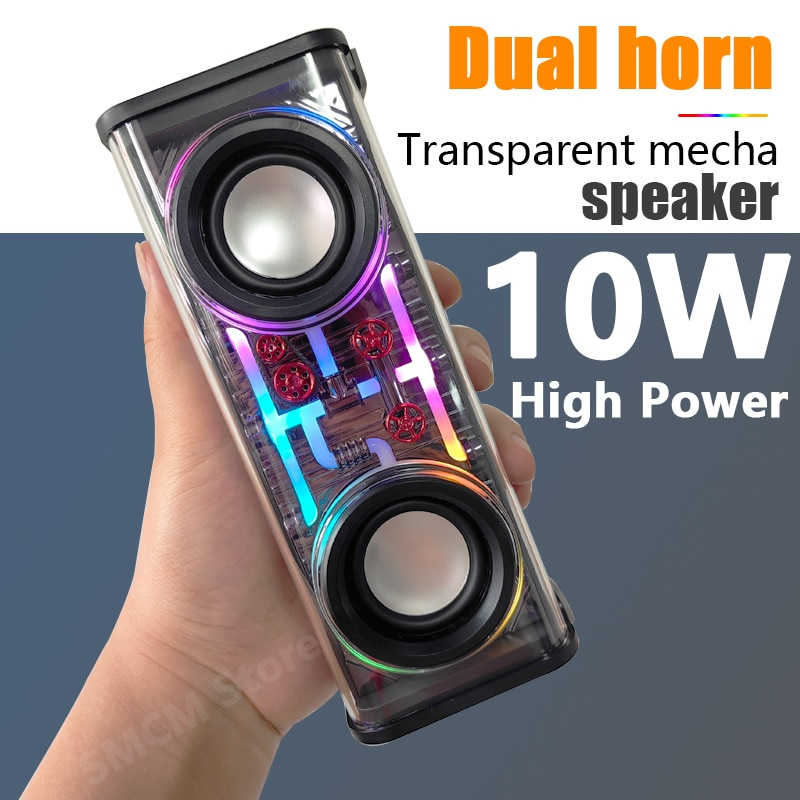 UNIG Mecha Speaker Bluetooth Dual-Horn TWS Transparent Mech Rgb Light Portable Subwoofer Tws