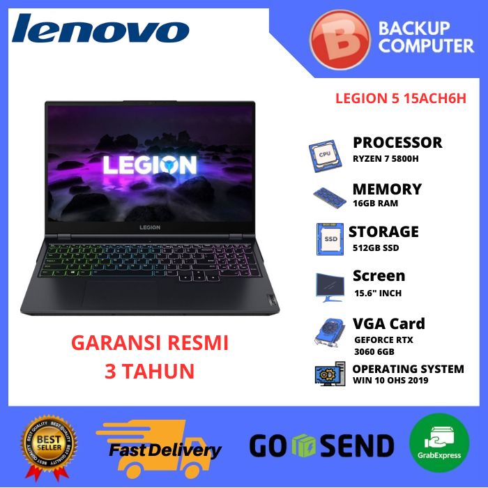 LAPTOP LENOVO LEGION 5 15ACH6H  82JU00F0ID Ryzen™ 7 5800H