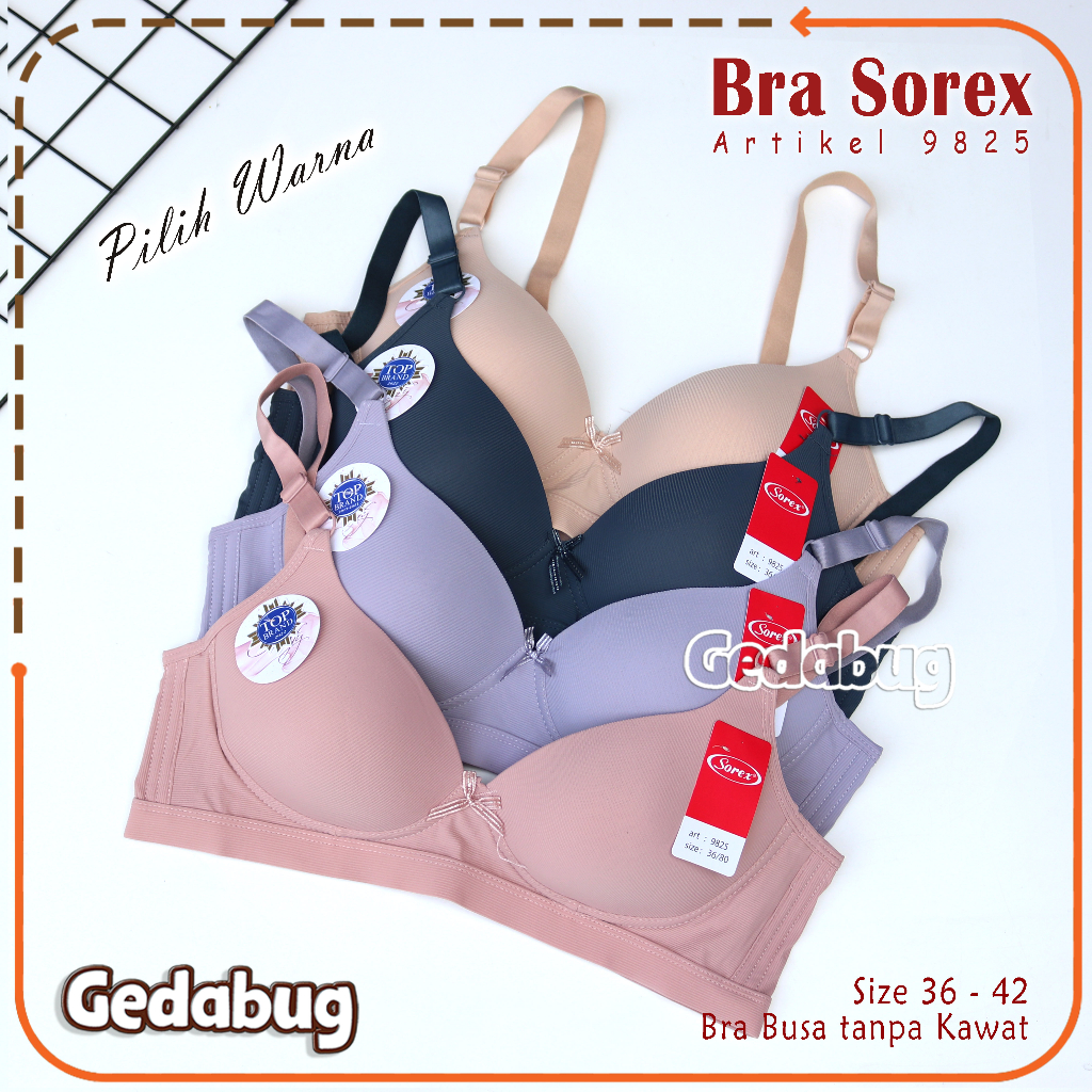 Bra BH Sorex 9825 Teksture Salur | BH Busa tanpa Kawat Kancing 3 Cup Setara Cup B | Gedabug
