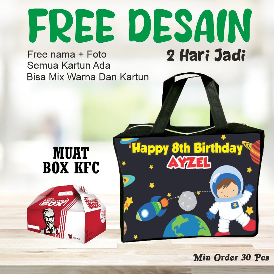 

TAS RESLETING MUAT BOX KFC SOVENIR BERKARAKTER COCOMELON/FREE DESAIN/SOVENIR ULANG TAHUN/GOODIE BAG MURAH